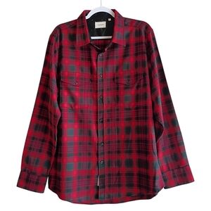 7 DIAMONDS Men's Shirt Red Gray Plaid Long Sleeve XL